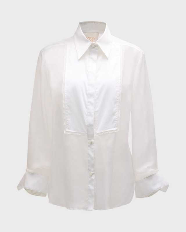 Then Again Silk Organza Tuxedo Shirt
